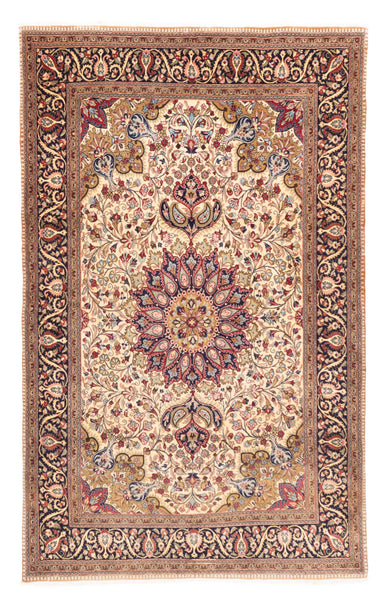 27853-Ghom Hand-knotted/Handmade Persian Rug/Carpet Traditional Authentic/ Size: 7'8" x 4'9"/203cm x 145cm