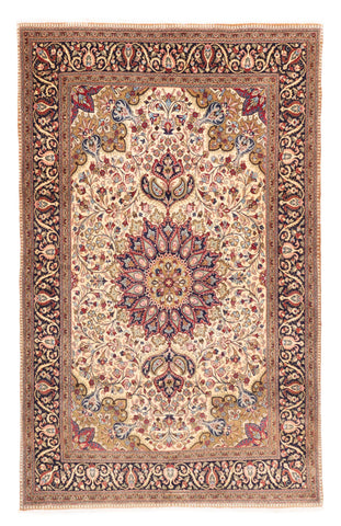 27853-Ghom Hand-knotted/Handmade Persian Rug/Carpet Traditional Authentic/ Size: 7'8" x 4'9"/203cm x 145cm