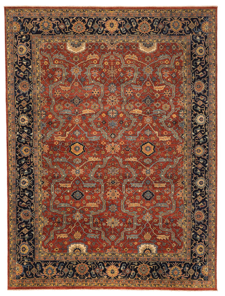 27389- Royal Heriz Hand-Knotted/Handmade Indian Rug/Carpet Traditional/Authentic/Size: 11'8" x 8'9"/356cmx 267cm