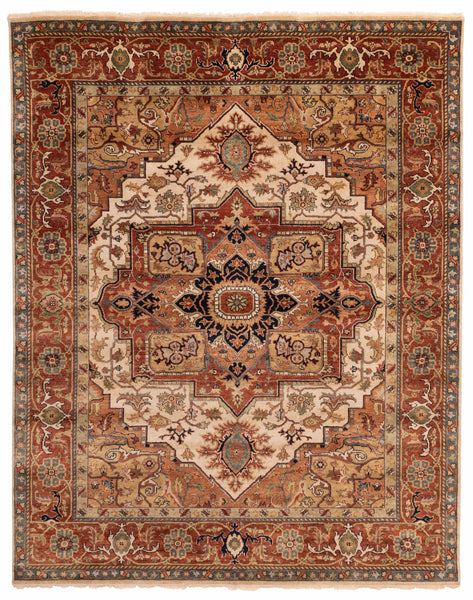 27842- Royal Heriz Hand-Knotted/Handmade Indian Rug/Carpet Traditional/Authentic/Size: 9'10" x 7'11"/300cmx 241cm