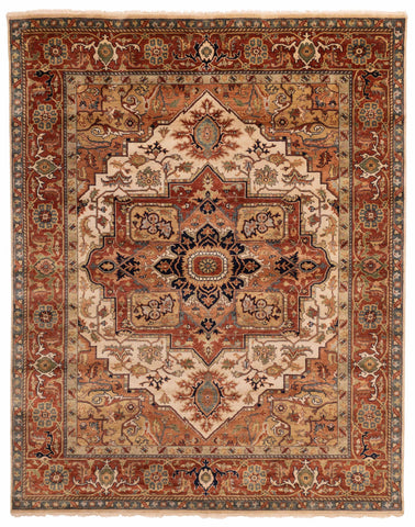 27842- Royal Heriz Hand-Knotted/Handmade Indian Rug/Carpet Traditional/Authentic/Size: 9'10" x 7'11"/300cmx 241cm