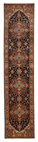 27876- Royal Heriz Hand-Knotted/Handmade Indian Rug/Carpet Traditional/Authentic/Size: 11'8" x 2'7"/356cmx 79cm