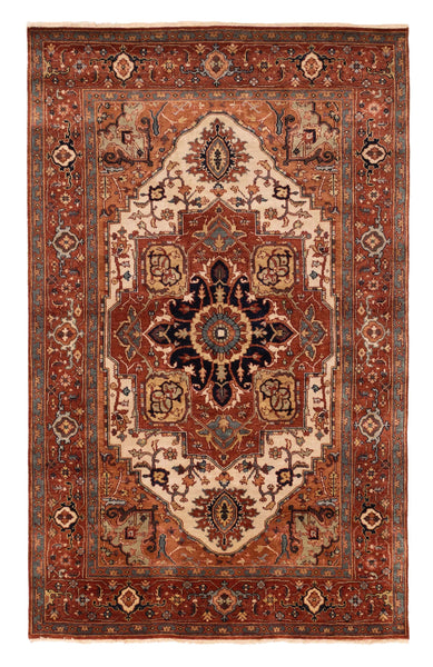 27863- Royal Heriz Hand-Knotted/Handmade Indian Rug/Carpet Traditional/Authentic/Size: 8'8" x 5'6"/264cmx 168cm