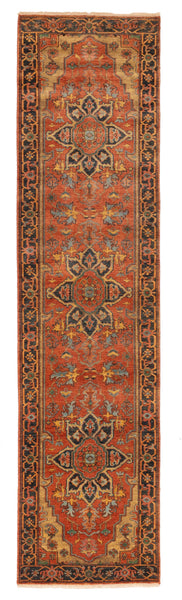 27871- Royal Heriz Hand-Knotted/Handmade Indian Rug/Carpet Traditional/Authentic/Size: 12'2" x 3'1"/371cmx 94cm