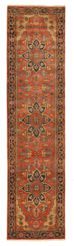 27871- Royal Heriz Hand-Knotted/Handmade Indian Rug/Carpet Traditional/Authentic/Size: 12'2" x 3'1"/371cmx 94cm