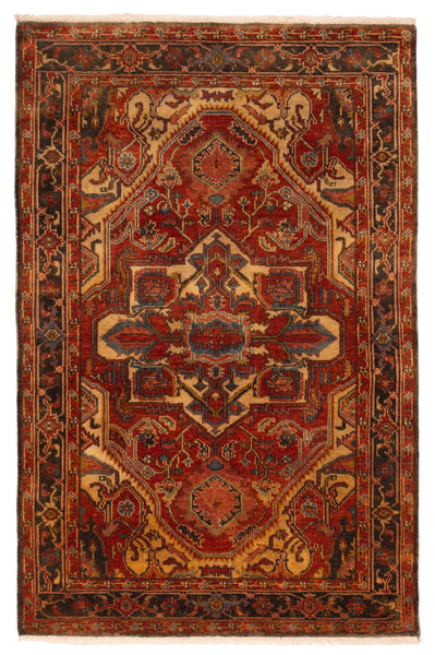 27885- Royal Heriz Hand-Knotted/Handmade Indian Rug/Carpet Traditional/Authentic/Size: 6'2" x 4'0"/188cmx 122cm