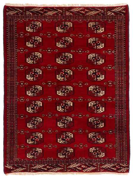 27954-Turkmen Hand-Knotted/Handmade Persian Rug/Carpet Traditional/Authentic/ Size: 4'7" x 3'5"/140cm x 104cm