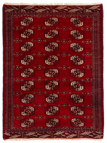 27954-Turkmen Hand-Knotted/Handmade Persian Rug/Carpet Traditional/Authentic/ Size: 4'7" x 3'5"/140cm x 104cm