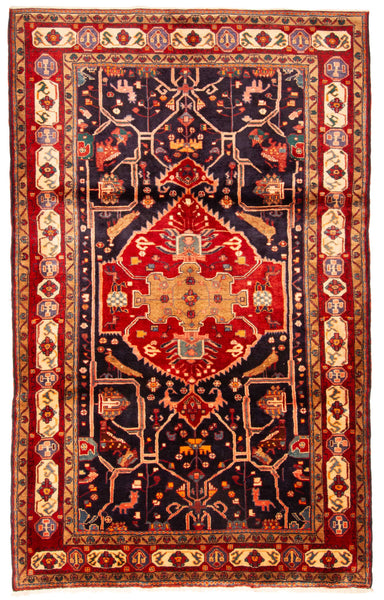27952-Hamadan Hand-Knotted/Handmade Persian Rug/Carpet Tribal/Nomadic Authentic/ Size: 9'6" x 5'10"/290cm x 178cm