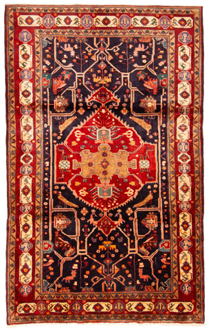 27952-Hamadan Hand-Knotted/Handmade Persian Rug/Carpet Tribal/Nomadic Authentic/ Size: 9'6" x 5'10"/290cm x 178cm