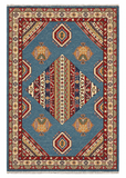 27941-Royal Kazak Hand-Knotted/Handmade Afghan Rug/Carpet Tribal/Nomadic Authentic/ Size: 9'2" x 6'1" / 279cm x 185cm/279m x 185cm