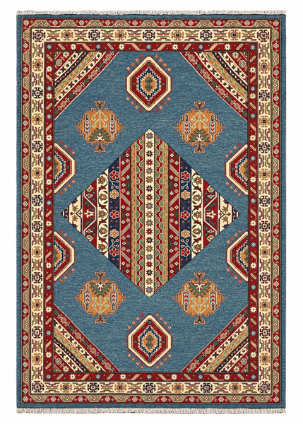 27941-Royal Kazak Hand-Knotted/Handmade Afghan Rug/Carpet Tribal/Nomadic Authentic/ Size: 9'2" x 6'1" / 279cm x 185cm/279m x 185cm