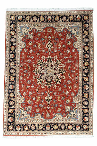 27947- Tabriz Persian Hand-knotted Carpet Authentic/Traditional Carpet/Rug/Size: 7'0" x 5'1"/213cm x 155cm