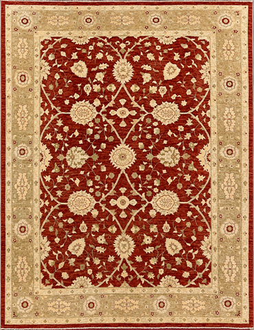 18066- Royal Chobi Ziegler Hand-Knotted/Handmade Afghan Rug/Carpet Tribal/Nomadic Authentic/ Size: 11’8” x 9’1”/ 356cm x 277cm