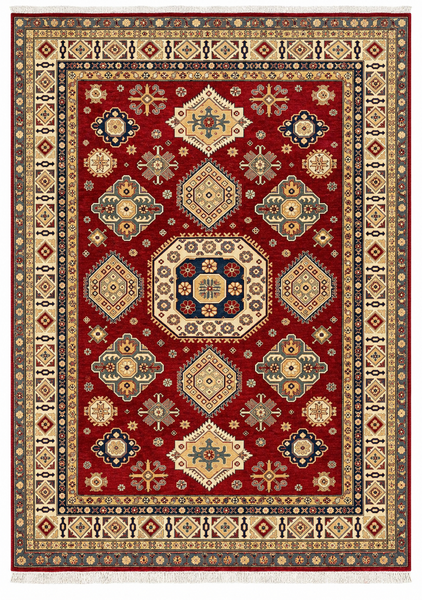 27807-Kazak Hand-Knotted/Handmade Afghan Rug/Carpet Tribal/Nomadic Authentic/ Size: 9'6" x 6'4" / 290cm x 193cm/290m x 193cm