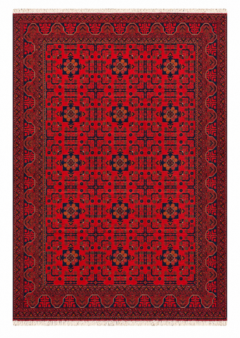 27911- Khal Mohammad Hand-Knotted/Handmade Afghan Rug/Carpet/Traditional/Authentic/Size: 9'9" x 6'6"/297cm x 198cm