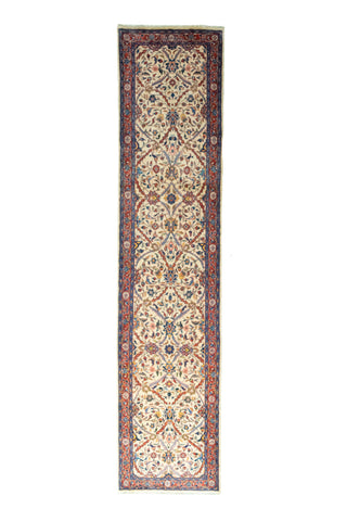 27408-Sarough Hand-Knotted/Handmade Persian Rug/Carpet Traditional Authentic/ Size: 12'5"x 2'8"/378cm x 81cm