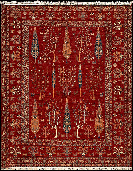 22373-Chobi Ziegler Hand-Knotted/Handmade Afghan Rug/Carpet Tribal/Nomadic Authentic/ Size: 11’11” x 9’3”/ 363cm x 282cm