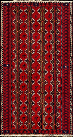 24358-Balutch Hand-Knotted/Handmade Persian Rug/Carpet Tribal/Nomadic Authentic/ Size: 7'10" x 4'2" / 239cm x 127cm