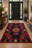24368-Hamadan Hand-Knotted/Handmade Persian Rug/ Carpet Tribal/Authentic/ Size: 4'11" x 3'8" / 150cm x 112cm
