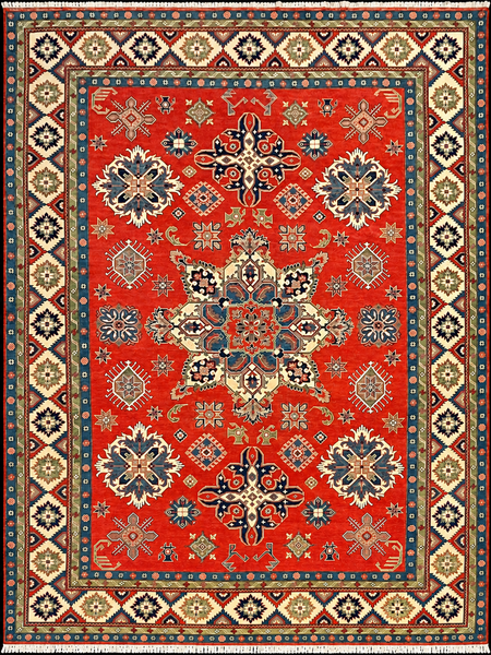 22421 - Kazak Hand-Knotted/Handmade Afghan Tribal/Nomadic Authentic/Size: 13'7" x 10'2"/ 414cm x 310cm
