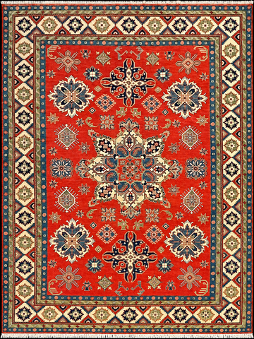 22421 - Kazak Hand-Knotted/Handmade Afghan Tribal/Nomadic Authentic/Size: 13'7" x 10'2"/ 414cm x 310cm
