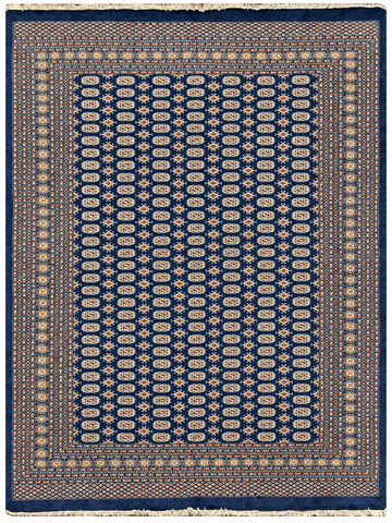 27626-Bokhara Hand-Knotted/Handmade Pakistani Rug/Carpet Tribal/Nomadic Authentic/ Size: 12'1" x 9'1"/368cm ×277cm