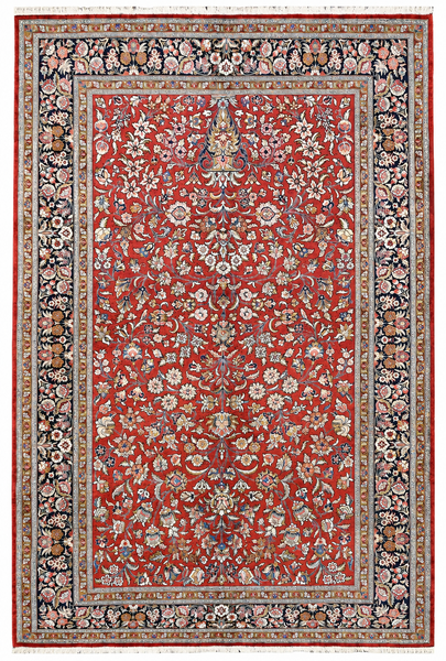 27945-Ghom Hand-knotted/Handmade Persian Rug/Carpet Traditional Authentic/ Size: 7'2" x 4'5"/219cm x 135cm