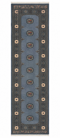 27616-Bokhara Hand-Knotted/Handmade Pakistani Rug/Carpet Tribal/Nomadic Authentic/ Size: 10'0" x 2'6"/305cm ×76cm