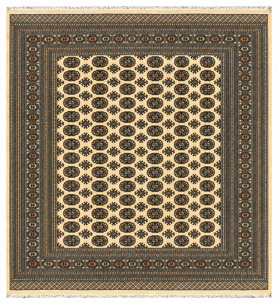27634-Bokhara Hand-Knotted/Handmade Pakistani Rug/Carpet Tribal/Nomadic Authentic/ Size: 9'2" x 8'1"/279cm ×246cm
