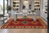 24297 - Shiraz Hand-Knootted/Handmade Persian Rug/Carpet Tribal/Nomadic Authentic/Size: 7'0" x 4'11" / 213cm x 150cm