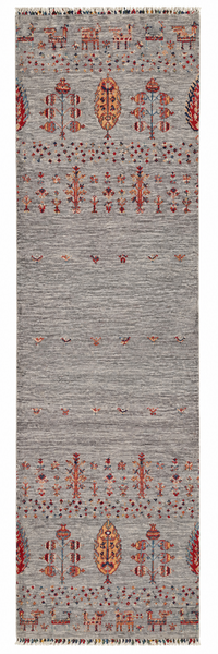 25023- Chobi Ziegler Afghan/Handmade/Hand-Knotted Contemporary/Traditional/Size: 10'2" x 2'9"/310cm x 84cm