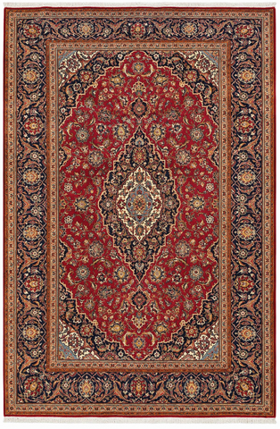 25763-Kashan Hand-Knotted/Handmade Persian Rug/Carpet Traditional/Authentic/Size: 9'10" x 6'3"/300cm x 191cm