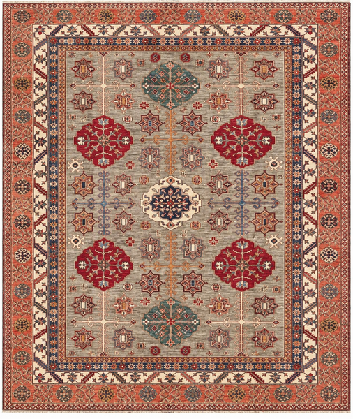 24987- Chobi Ziegler Afghan Hand-Knotted Contemporary/Modern Runner/Size: 10'2" x 8'4"/310cm x 254cm
