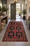 24246 - Shiraz Signed Dated 2003 /Hand-Knootted/Handmade Persian Rug/Carpet Tribal/Nomadic Authentic/Size: 7'8" x 4'9" / 234cm x 145cm