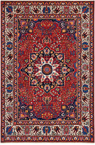 24794 - Bakhtiar Antique (Circa 1930-1940)/Hand-Knotted/Handmade Persian Rug/Carpet Traditional Authentic/ Size: 14'3" x 10'2"/434cm x 310cm