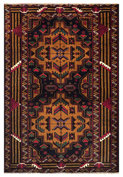 23558-Balutch Hand-Knotted/Handmade Afghan Rug/Carpet Tribal/Nomadic Authentic /Size: 4'1" x 2'7"