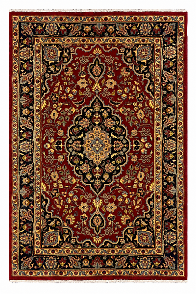 27244-Mashad Hand-Knotted/Handmade Persian Rug/Carpet Traditional Authentic/ Size: 6'5" x 4'0"/195cm x 123cm