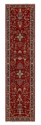 27306-Sarough Hand-Knotted/Handmade Persian Rug/Carpet Traditional Authentic/ Size: 10'4"x 2'4"/315cm x 72cm