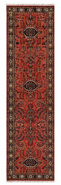 27308-Sarough Hand-Knotted/Handmade Persian Rug/Carpet Traditional Authentic/ Size:  9'10"x 2'8"/300cm x 82cm