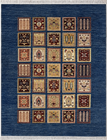 19123-Chobi Ziegler Hand-Knotted/Handmade Afghan Rug/Carpet Tribal/Nomadic Authentic/ Size: 7'6" x 5'8"