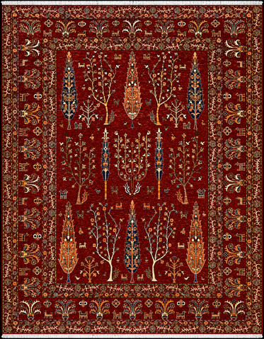 22373-Chobi Ziegler Hand-Knotted/Handmade Afghan Rug/Carpet Tribal/Nomadic Authentic/ Size: 11’11” x 9’3”/ 363cm x 282cm