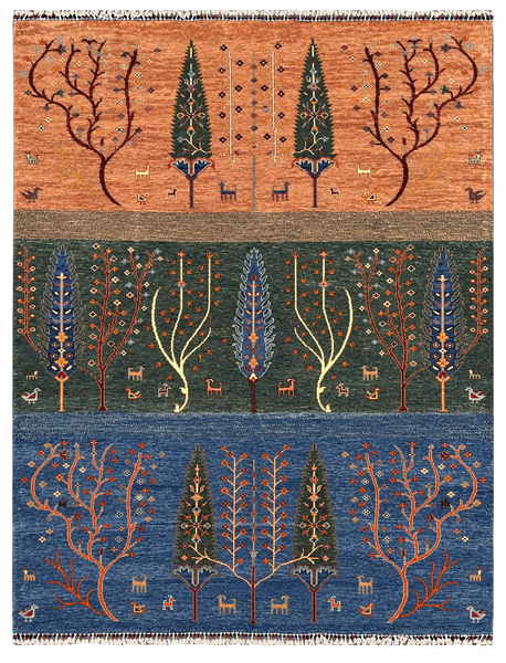 27795-Chobi Ziegler Handmade/Hand-knotted Afghan Rug/Carpet Tribal/Nomadic Authentic/ Size: 9'4" x 6'9" / 285cm x 206cm