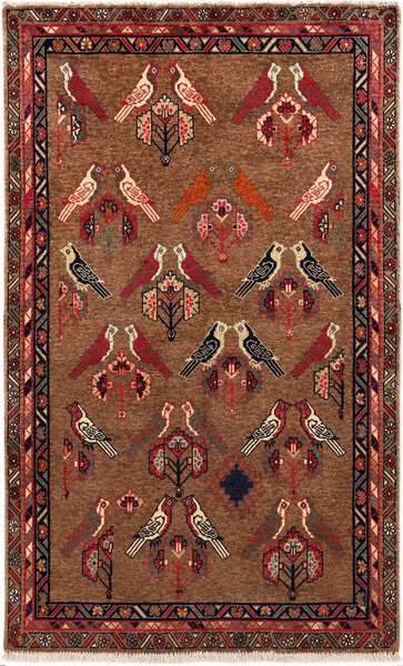 24254 - Shiraz Hand-Knootted/Handmade Persian Rug/Carpet Tribal/Nomadic Authentic/Size: 6'9" x 4'1" / 206cm x 124cm