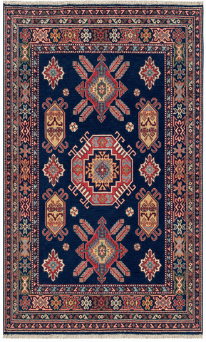 25319-Kazak Hand-Knotted/Handmade Afghan Rug/Carpet Tribal/Nomadic Authentic/ Size: 6’8” x 5’0”/203cm x 152cm