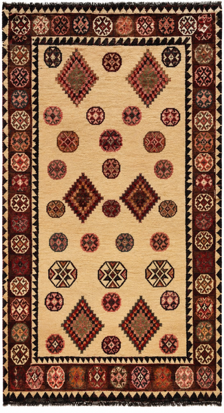 24241 - Shiraz Hand-Knootted/Handmade Persian Rug/Carpet Tribal/Nomadic Authentic/Size: 6'9" x 3'8" / 206cm x 112cm