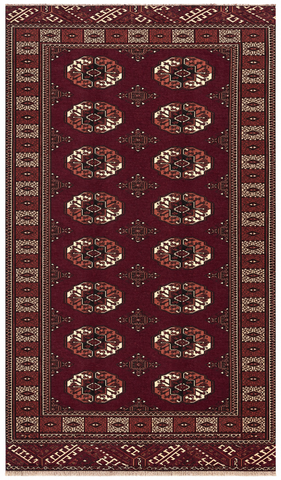 24343-Turkmen Hand-Knotted/Handmade Persian Rug/Carpet Traditional/Authentic/Size: 7'5" x 4'4" / 226cm x 132cm