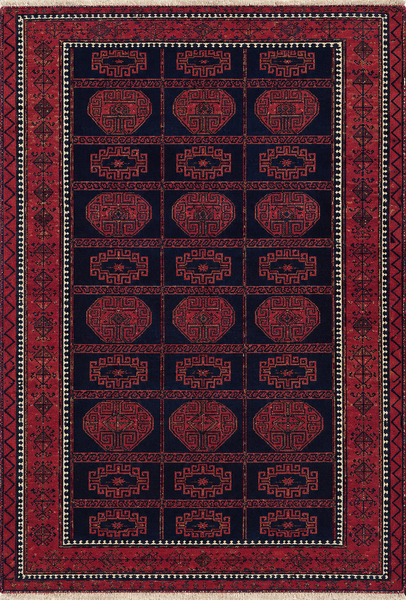 24354-Balutch Hand-Knotted/Handmade Persian Rug/Carpet Tribal/Nomadic Authentic/ Size: 6'2" x 4'2" / 188cm x 127cm