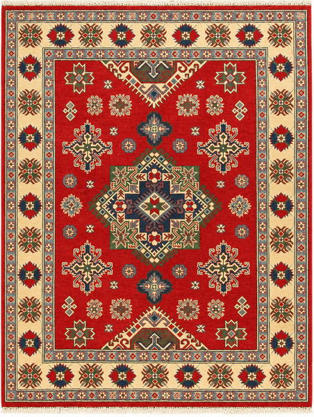22744 - Kazak Afghan Hand-knotted Contemporary/Nomadic/Tribal Carpet/Rug/Size: 6'6" x 4'11"/ 198cm x 150cm