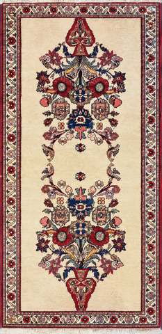 23065- Abadeh Hand-Knotted/Handmade Persian Rug/Tribal/Nomadic/Carpet Authentic/Size: 3'10" x 1'10"/ 117cm x 56cm